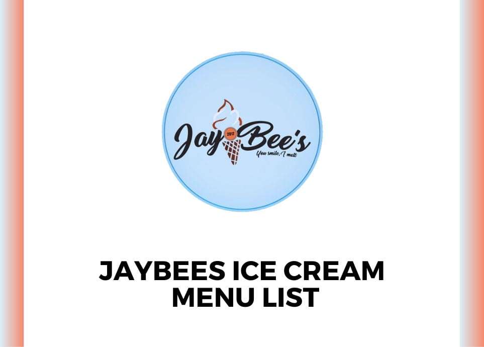 Jay Bees Ice Cream Menu List in Pakistan