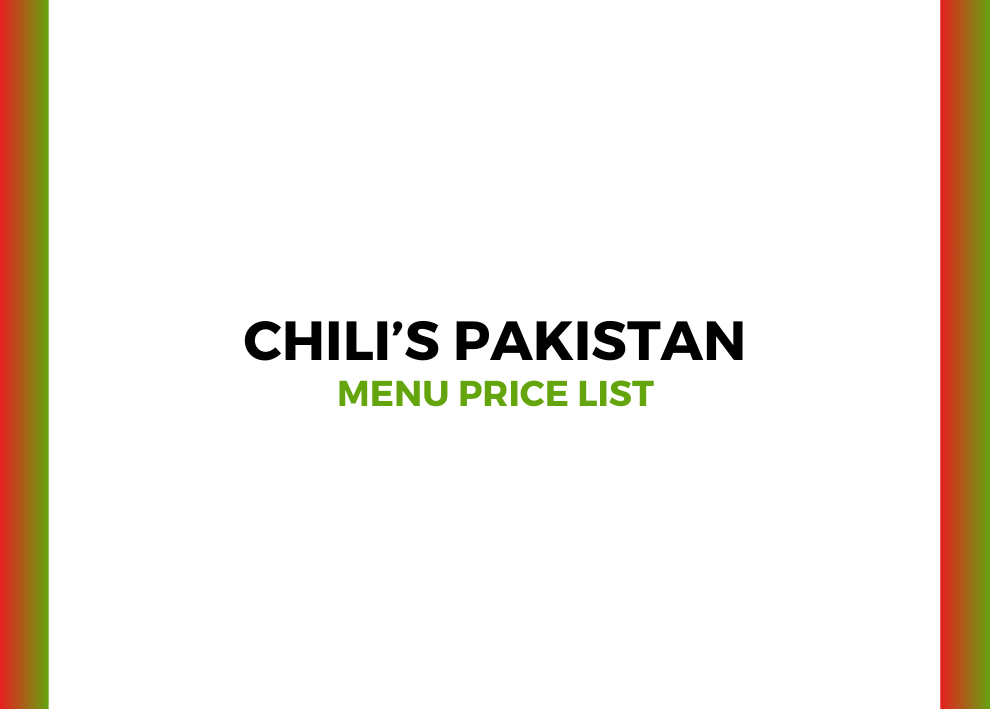 Chili's Pakistan Menu with prices